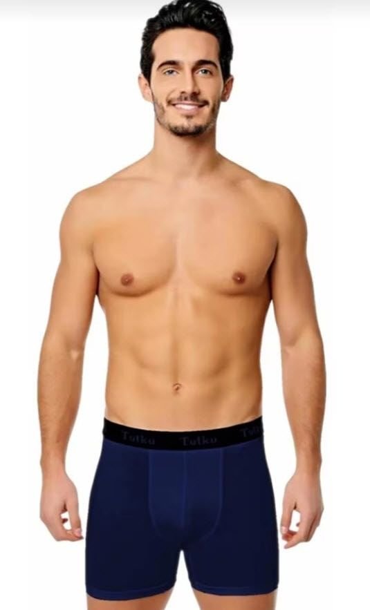 Tutku 0400 Elastan Spor Boxer Siyah/Lacivert/Gri LACİVERT - M