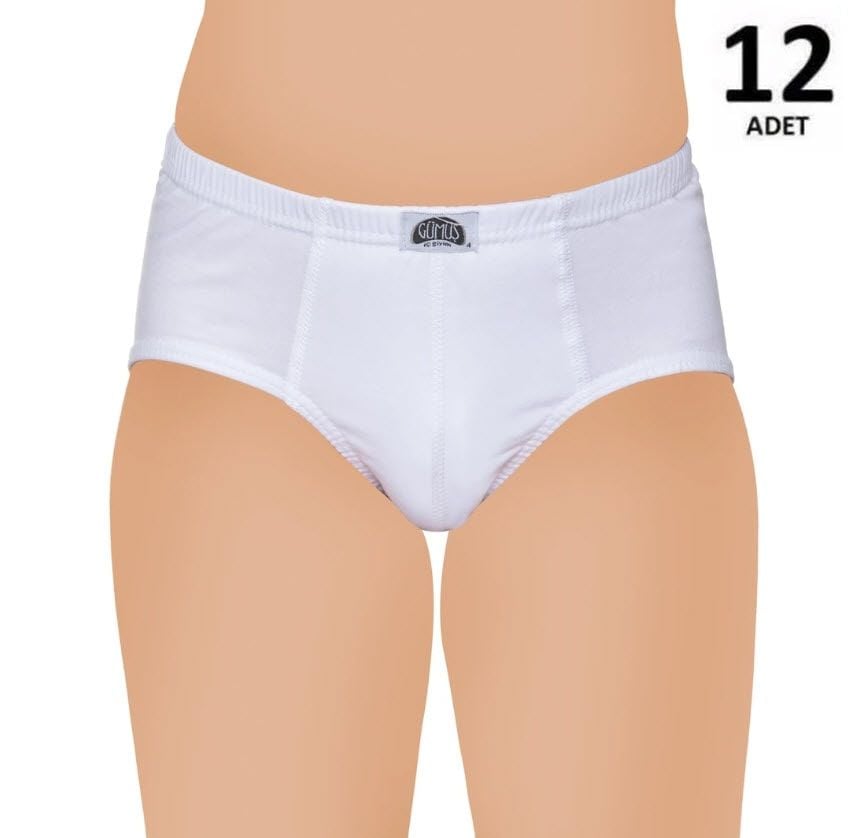 Gümüş Erkek Çocuk Penye Slip Külot 12'li 3032