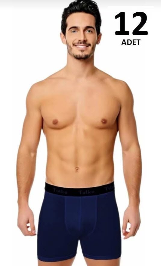 Tutku 0400 Elastan Spor Boxer  12'li Siyah/Lacivert/Gri