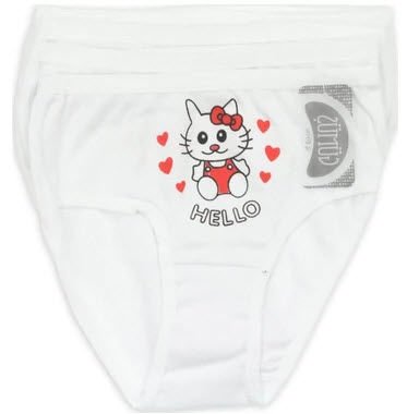 Gümüş Kız Çocuk Ribana Hello Baskılı Slip Külot 3036 BEYAZ - 2