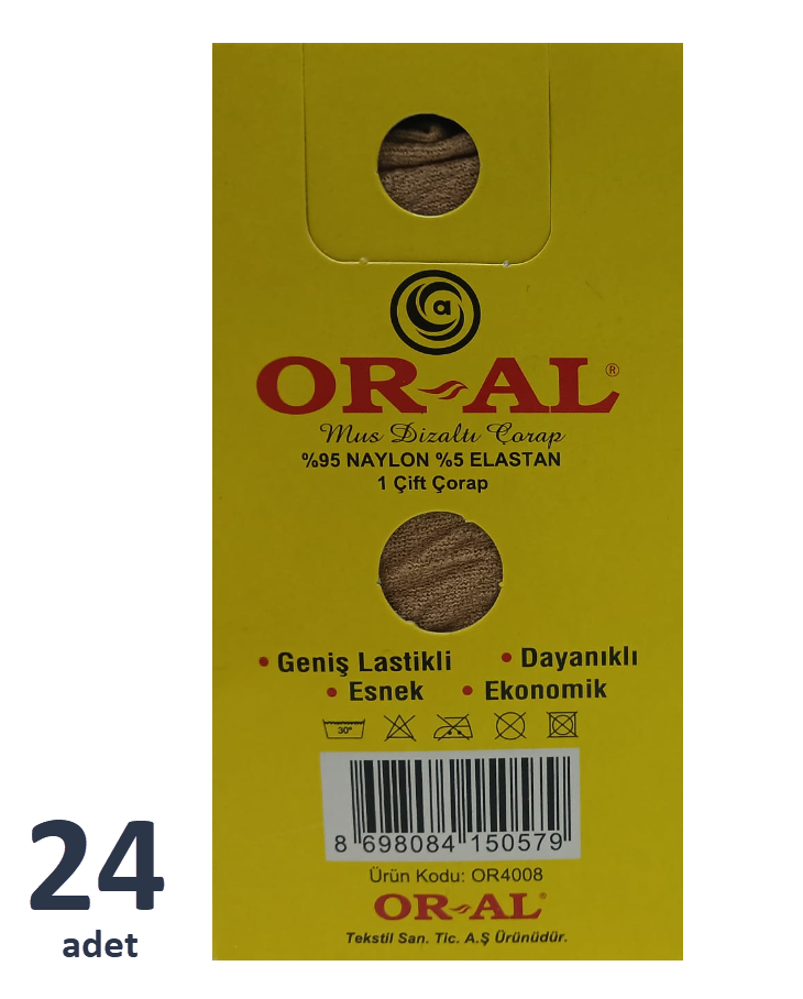OR-AL Bayan Diz Altı Çorap 40 Denye (Sarı Kutu)  24'lü
