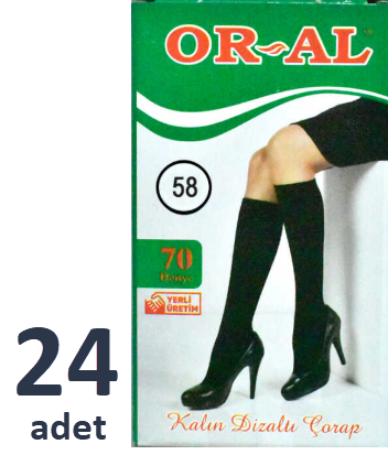 OR-AL Bayan Diz Altı Çorap 70 Denye (Yeşil Kutu)  24'lü