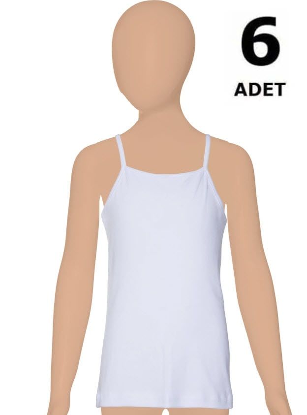 Gümüş Kız Çocuk Ribana İp Askılı Düz Biye Atlet 6'lı 3062