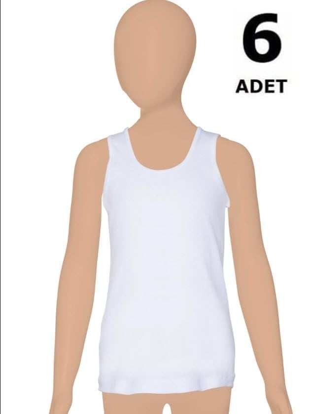 Gümüş Kız Çocuk Ribana Geniş Askılı Düz Biye Atlet 6 'lı 3063