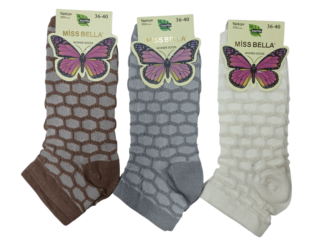 Miss Bella Bayan Likralı Kabartma Patik 12'li