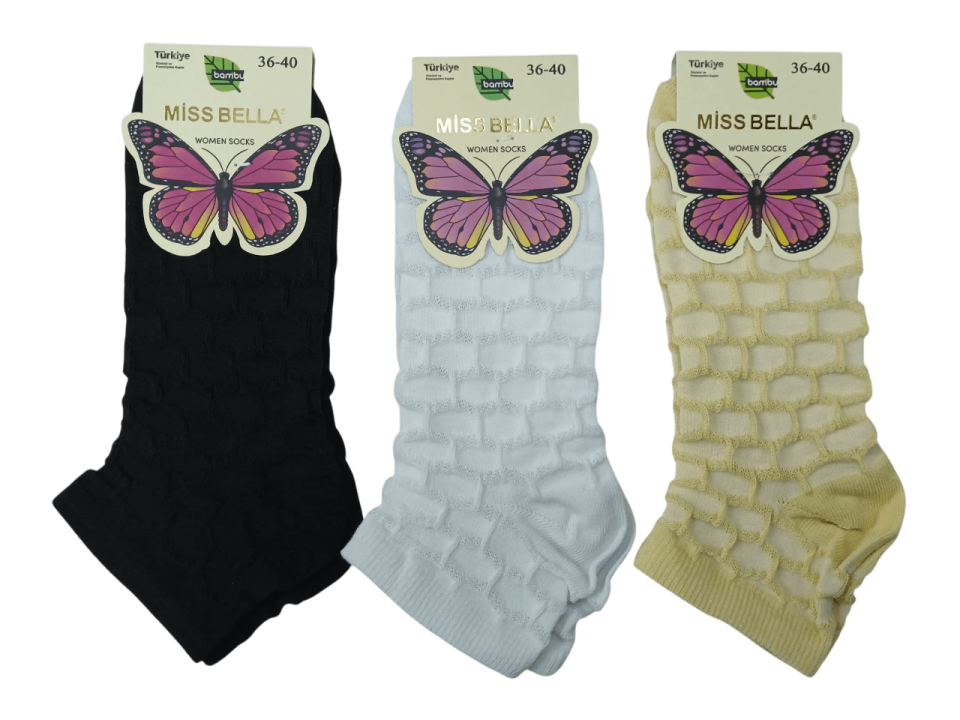 Miss Bella Bayan Likralı Kabartma Patik 12'li