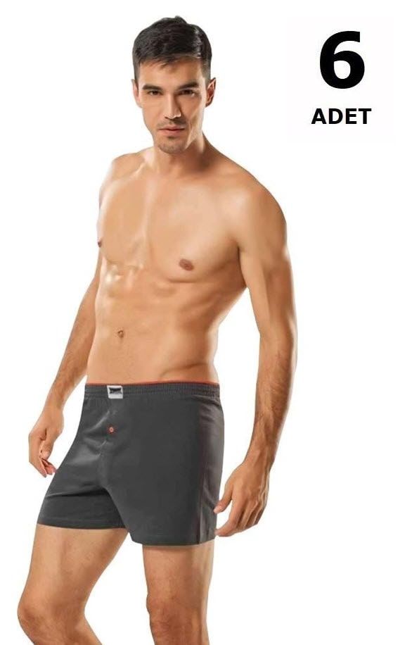 Tutku 0117 Erkek Havlu Bel Penye Düz Boxer 6'lı FÜME - M