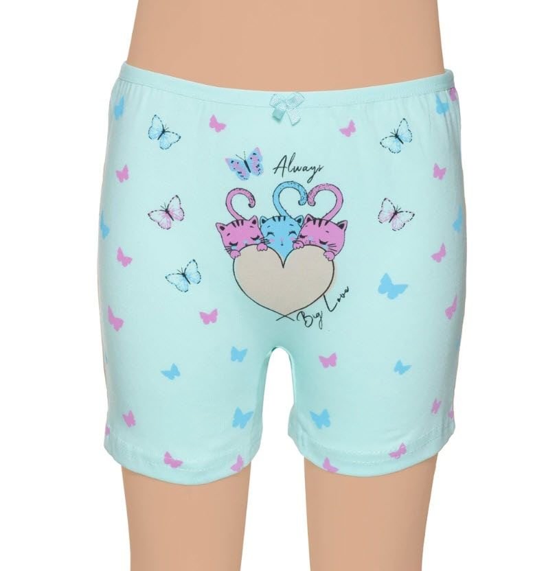 Gümüş Kız Çocuk Likralı Baskılı Boxer 3069