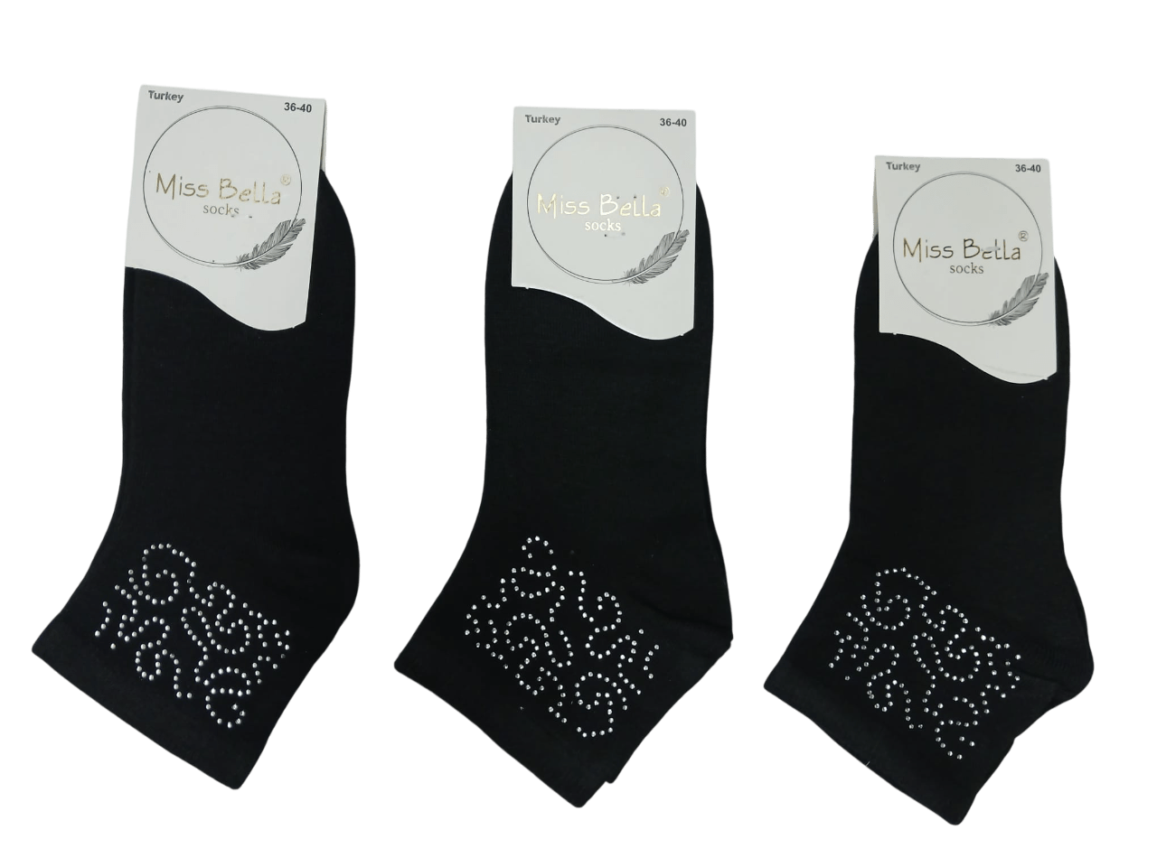 Mis Bella İncili Taşlı Bayan Likralı Patik 12'li