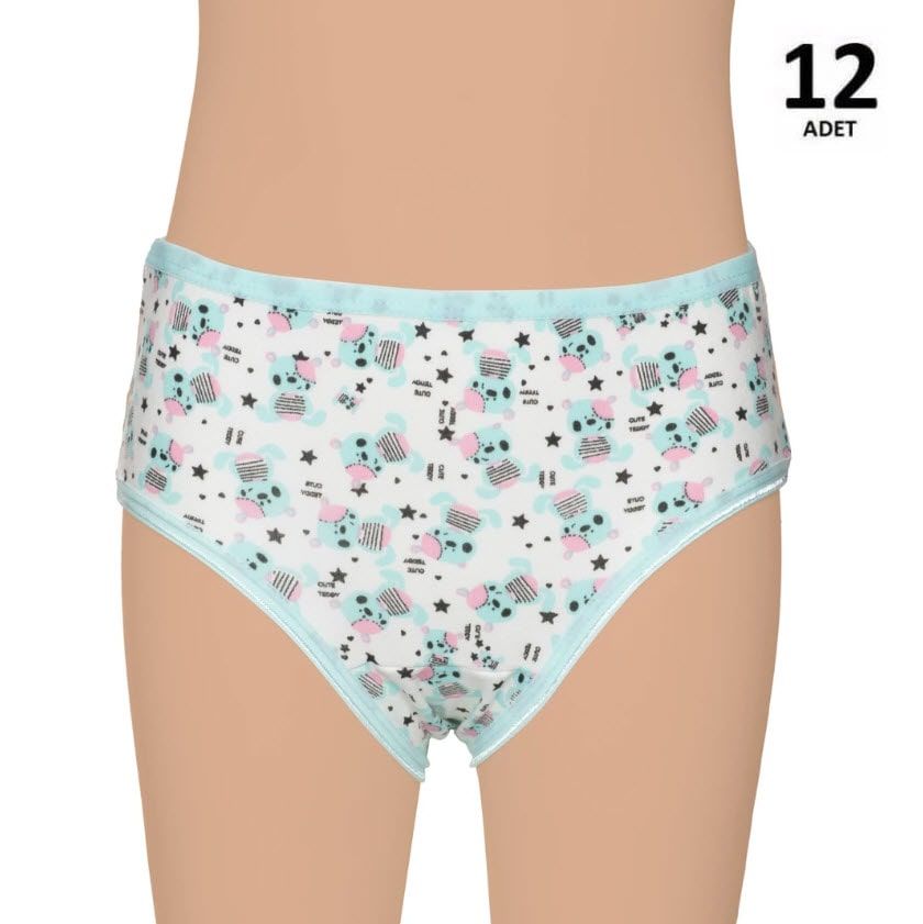 Gümüş Kız Çocuk Likralı Empirme Slip Külot 12'li 3071