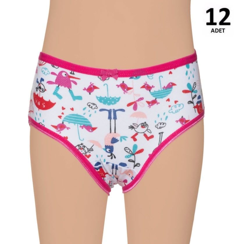 Gümüş Kız Çocuk Likralı Empirme Slip Külot 12'li 3071