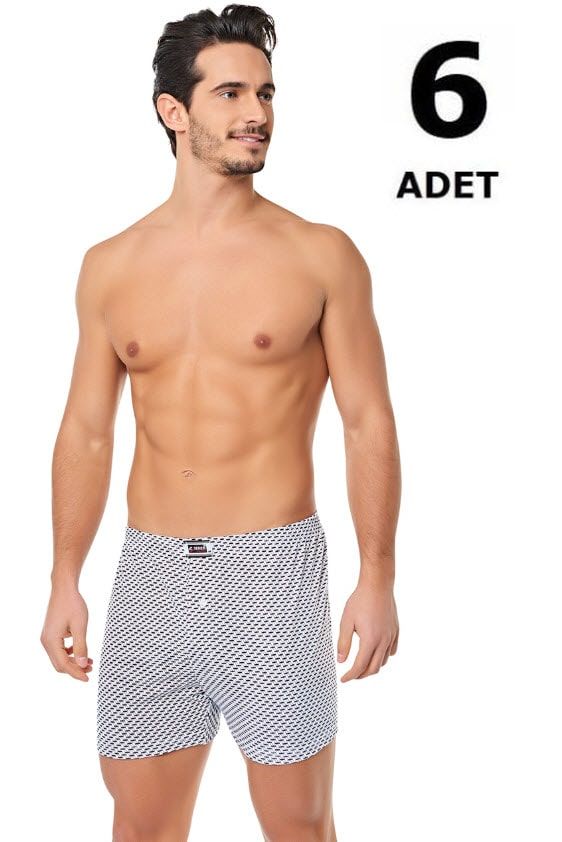 Seher Erkek Empirme Desenli Boxer 6'lı
