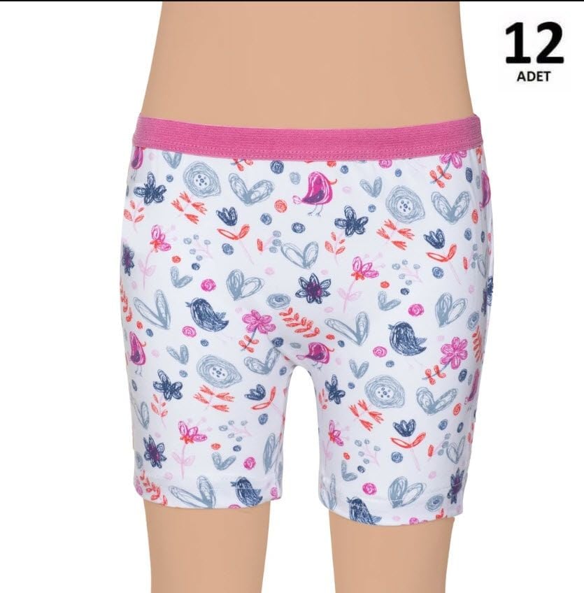 Gümüş Kız Çocuk Likralı Empirme Boxer 12'li 3072