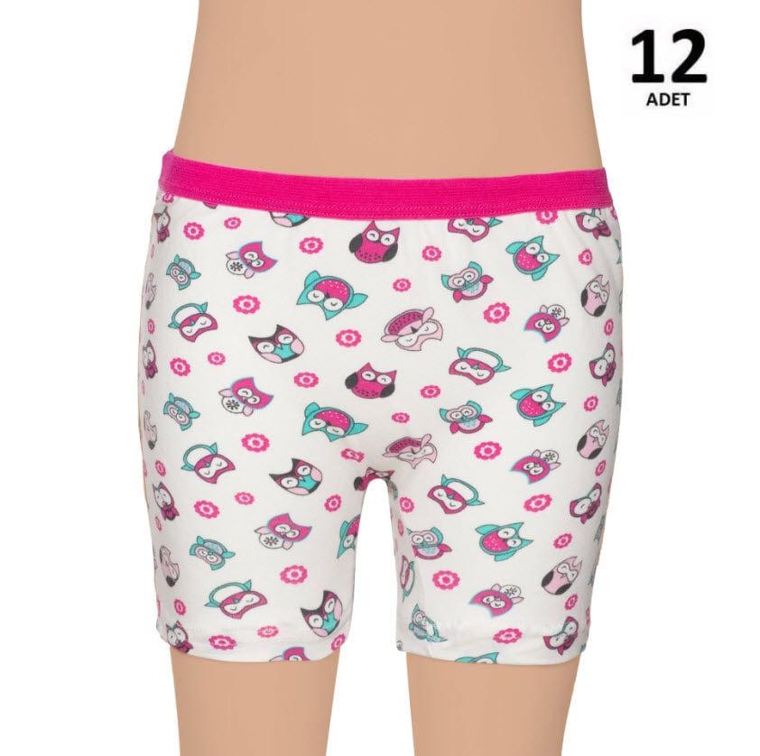 Gümüş Kız Çocuk Likralı Empirme Boxer 12'li 3072