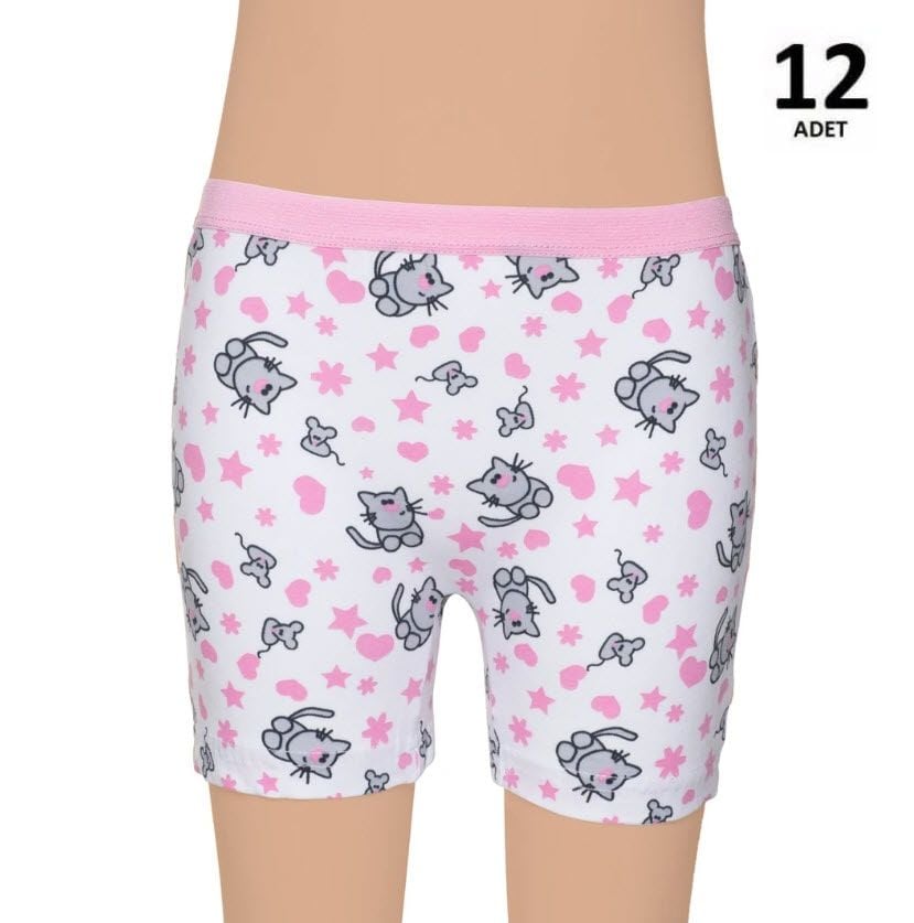 Gümüş Kız Çocuk Likralı Empirme Boxer 12'li 3072