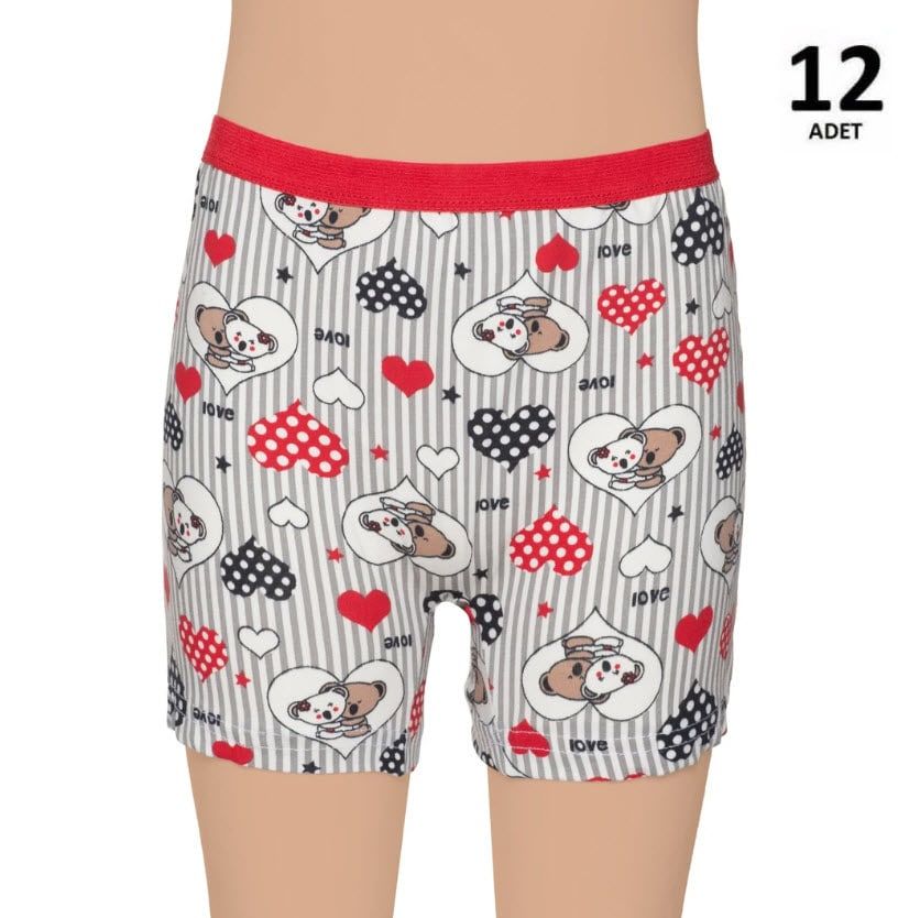 Gümüş Kız Çocuk Likralı Empirme Boxer 12'li 3072