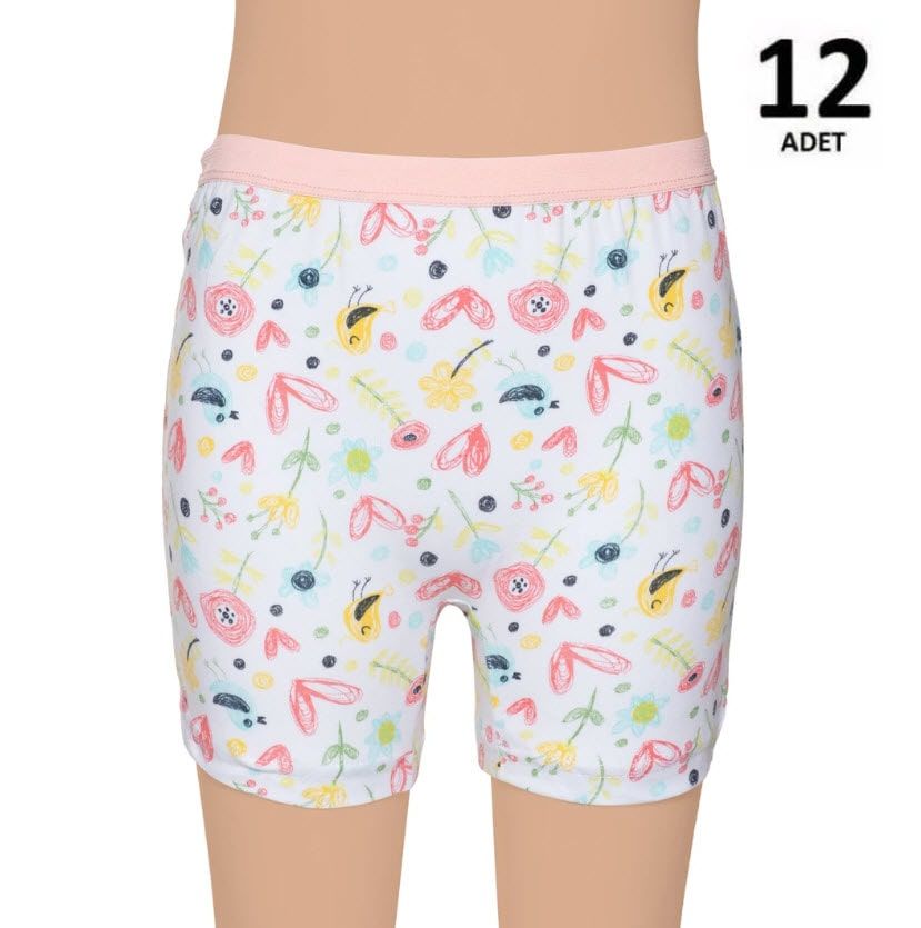 Gümüş Kız Çocuk Likralı Empirme Boxer 12'li 3072