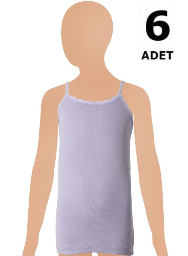 Gümüş Kız Çocuk İp Askılı Jakarlı Atlet 6' lı 3086