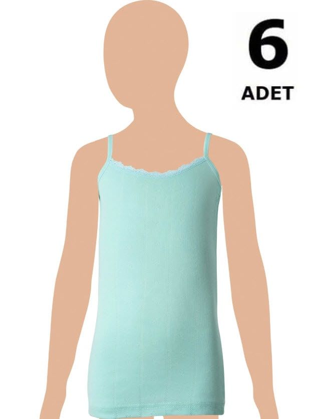 Gümüş Kız Çocuk İp Askılı Jakarlı Atlet 6' lı 3086