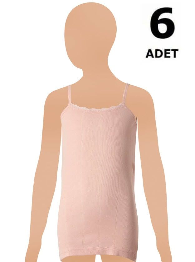 Gümüş Kız Çocuk İp Askılı Jakarlı Atlet 6' lı 3086