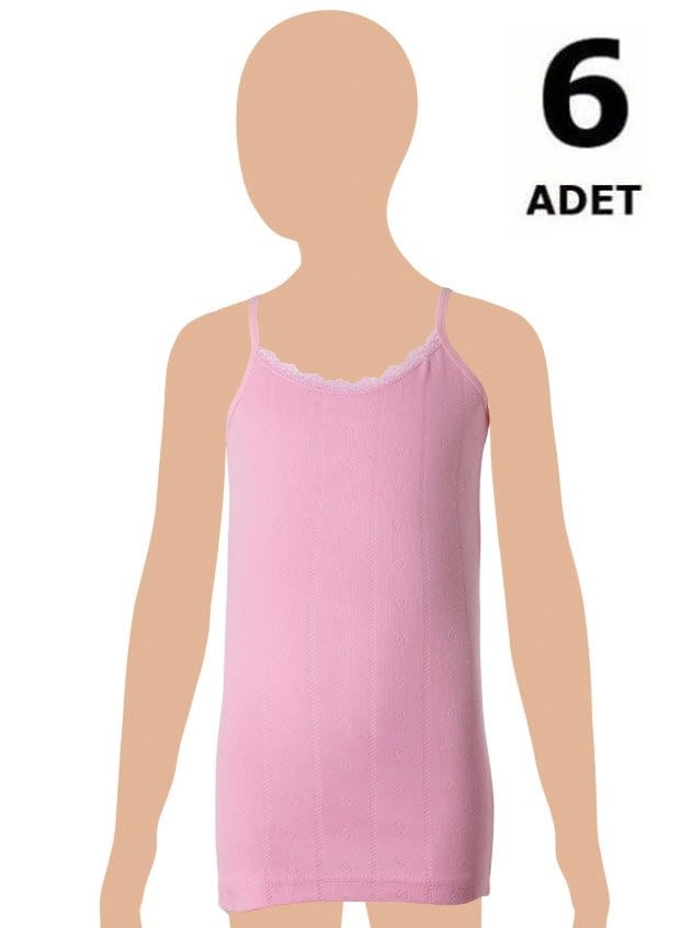 Gümüş Kız Çocuk İp Askılı Jakarlı Atlet 6' lı 3086