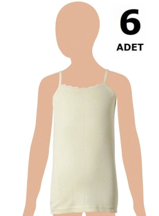 Gümüş Kız Çocuk İp Askılı Jakarlı Atlet 6' lı 3086