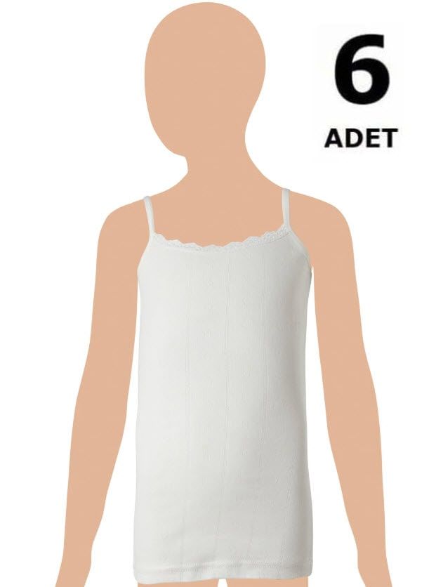 Gümüş Kız Çocuk İp Askılı Jakarlı Atlet 6' lı 3086