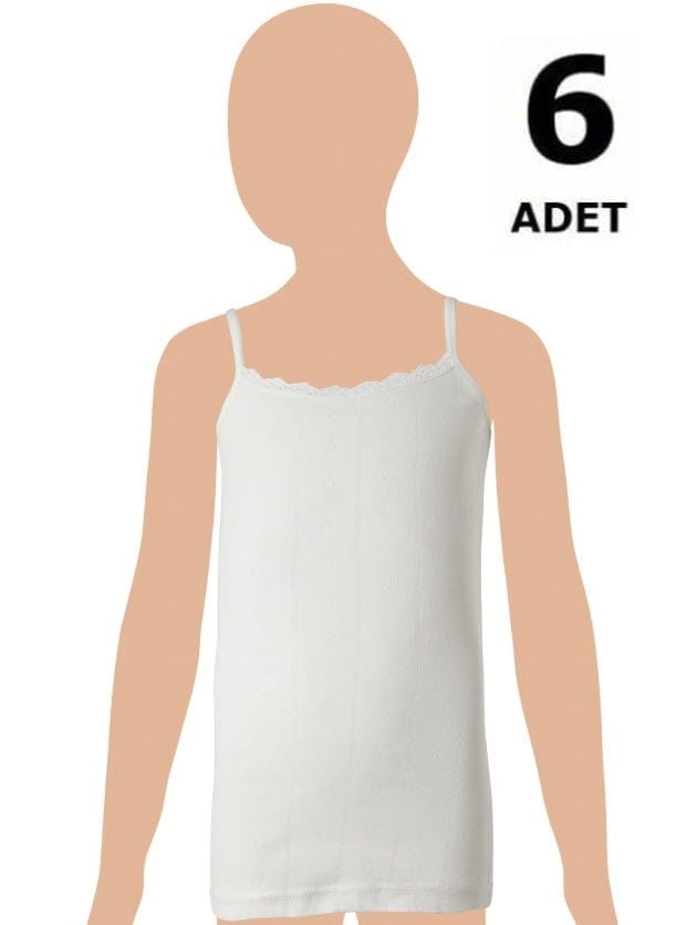 Gümüş Kız Çocuk İp Askılı Jakarlı Atlet 6' lı 3086