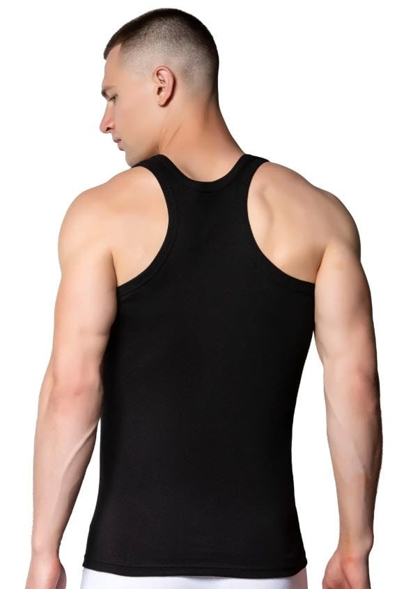 Tutku 0118 Erkek Ribana Spor (Rambo) Atlet Siyah/Beyaz/Gri SİYAH - S