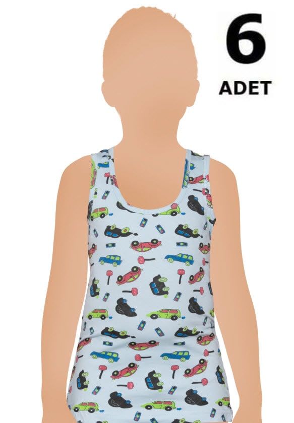 Gümüş Erkek Çocuk Likralı Empirme Atlet 6'lı 3088