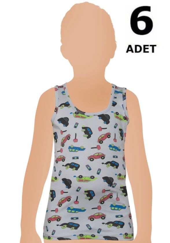 Gümüş Erkek Çocuk Likralı Empirme Atlet 6'lı 3088