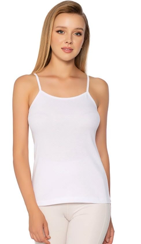 Tutku 0135 Kadın Ribana İp Askı Atlet Beyaz/Siyah/Ten/Gri