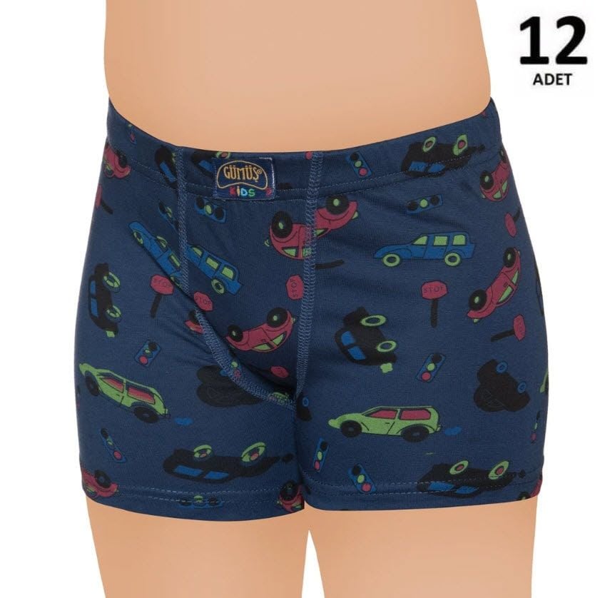 Gümüş Erkek Çocuk Likralı Empirme Boxer 12'li 3089