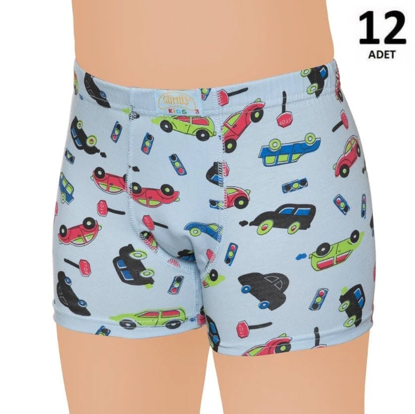 Gümüş Erkek Çocuk Likralı Empirme Boxer 12'li 3089