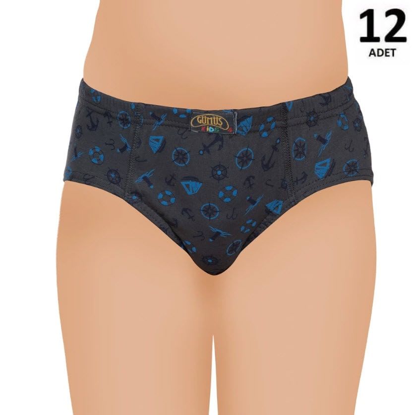 Gümüş  Erkek Çocuk Likralı Empirme Slip Külot 12'li 3090