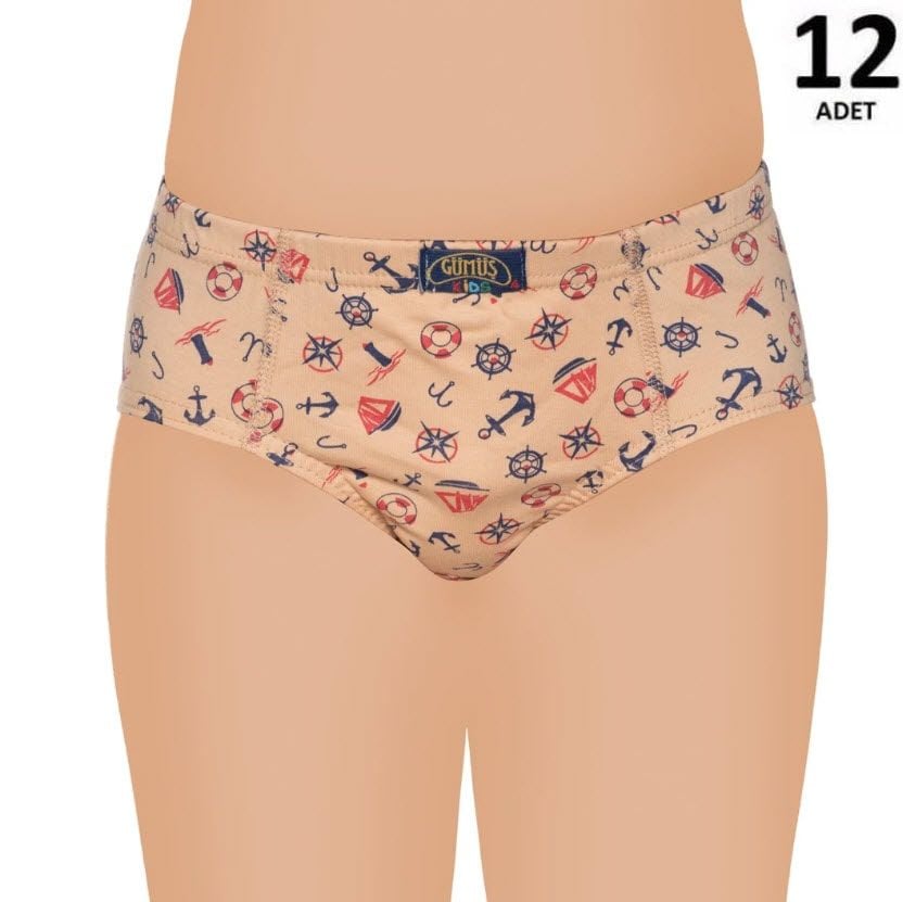 Gümüş  Erkek Çocuk Likralı Empirme Slip Külot 12'li 3090