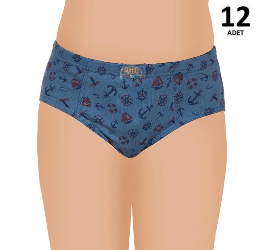 Gümüş  Erkek Çocuk Likralı Empirme Slip Külot 12'li 3090