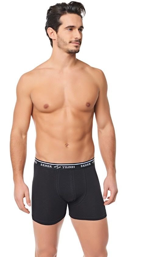 Seher Erkek Elastan Boxer Siyah/Gri SİYAH - S