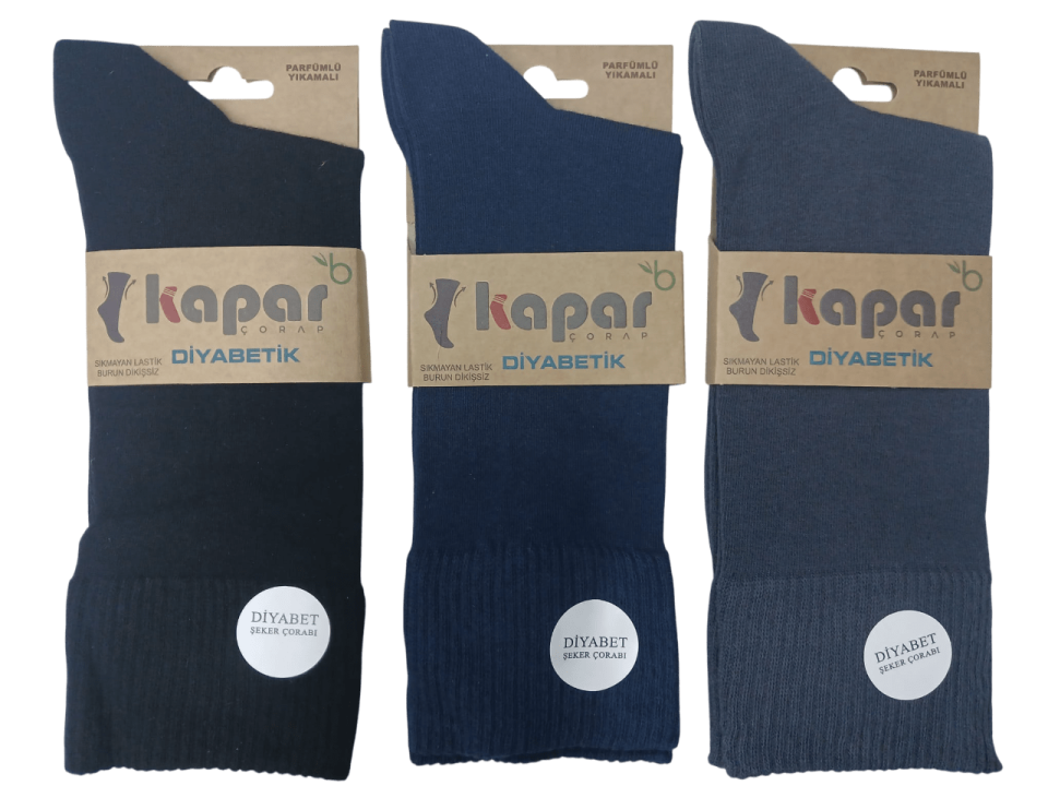 Kapar Erkek Diyabetik Şeker Çorabı 12'li