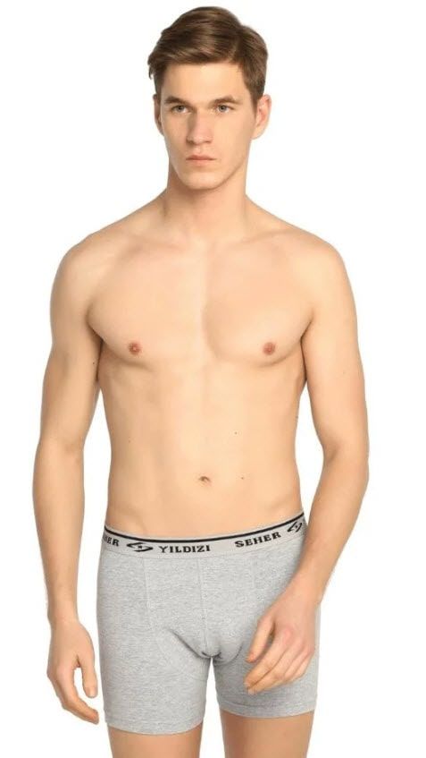 Seher Erkek Elastan Boxer 12'li Siyah/Gri GRİ - S