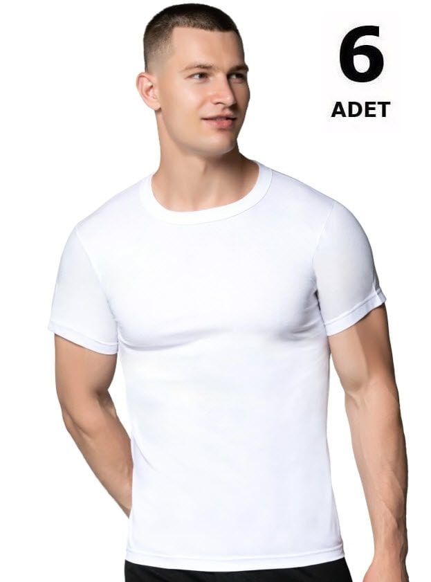 Sedef Yıldızı 1002 Erkek Penye Sıfır Yaka 6'lı
