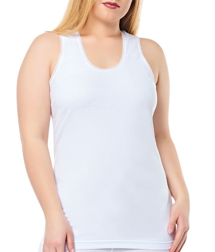Seher Kadın Penye Kaşkorse Geniş Askı Atlet 6'lı BEYAZ - XL
