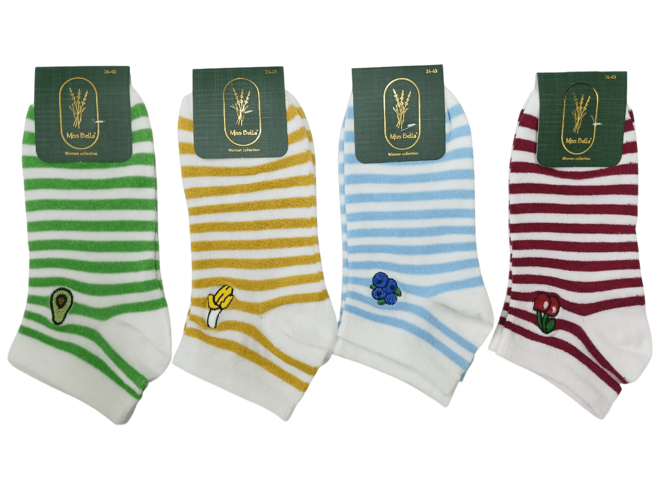 Miss Bella Bayan Nakışlı Penye Patik 12'li