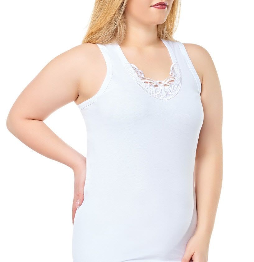 Seher Kadın Geniş Askı Hazır Yaka Atlet 6'lı BEYAZ - XL