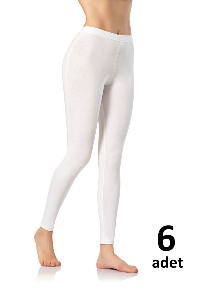 KOTA BAYAN PENYE ELASTAN UZUN TAYT  Siyah-Beyaz-Gri 6'lı K4000