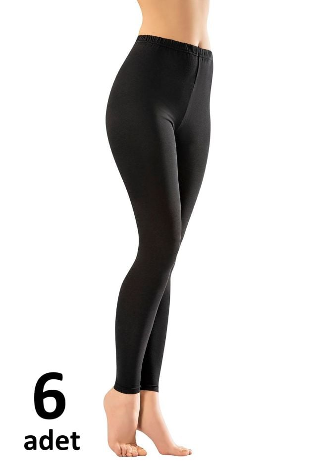 KOTA BAYAN PENYE ELASTAN UZUN TAYT  Siyah-Beyaz-Gri 6'lı K4000