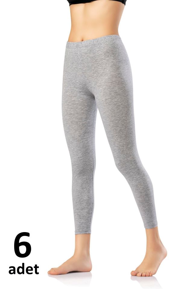 KOTA BAYAN PENYE ELASTAN UZUN TAYT  Siyah-Beyaz-Gri 6'lı K4000