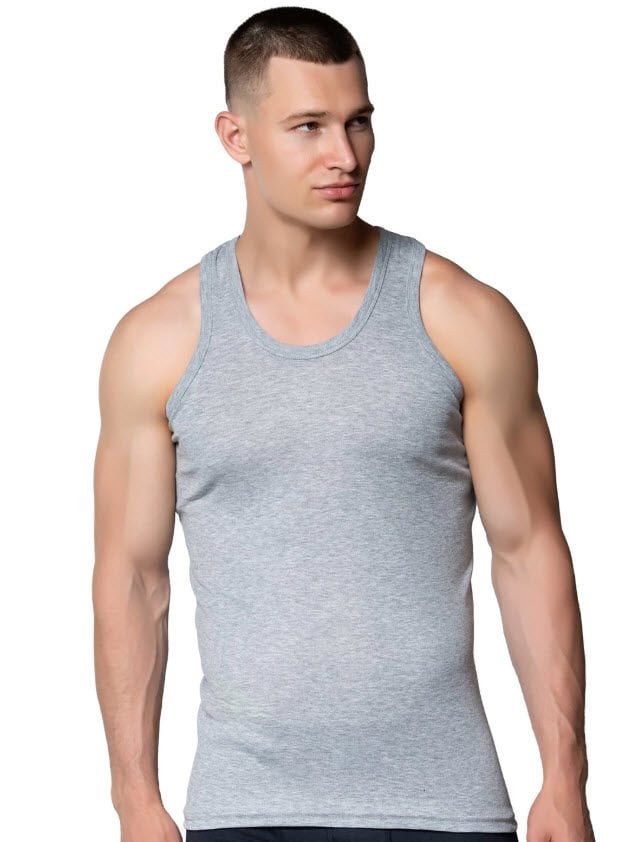 Sedef Yıldızı Erkek Penye Renkli Atlet 1007 Siyah/Gri