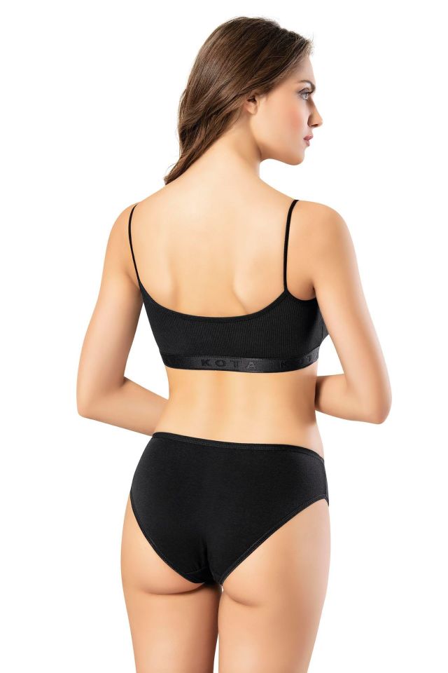 KOTA BAYAN İP ASKILI PEDLİ BÜSTİYER Siyah/Beyaz/Ten K6312