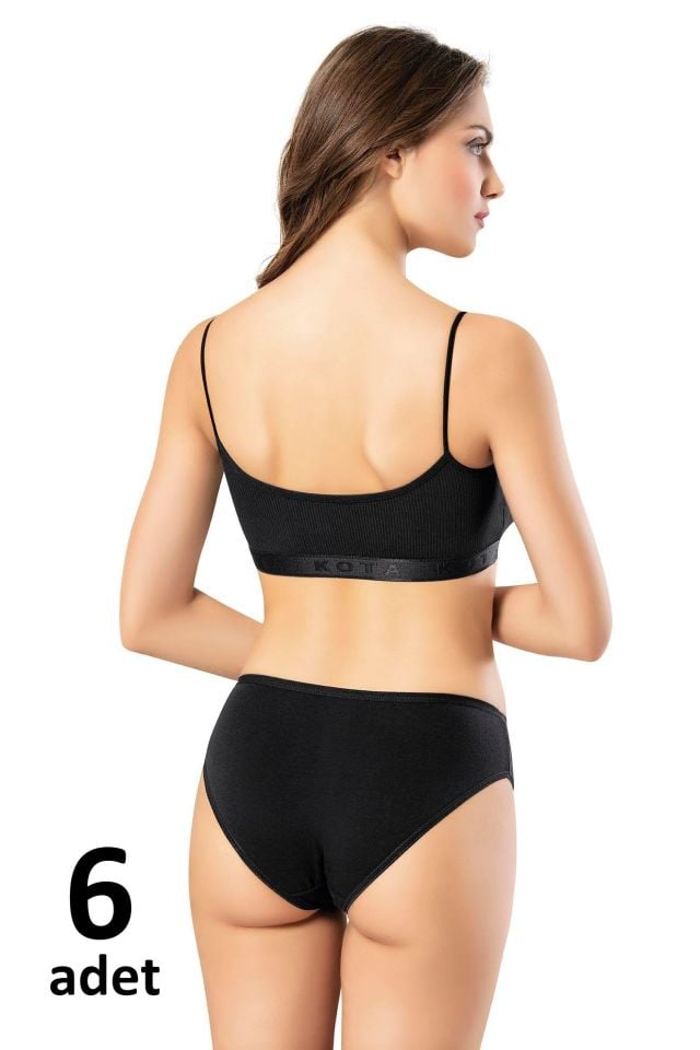 KOTA BAYAN İP ASKILI PEDLİ BÜSTİYER Siyah/Beyaz/Ten 6'lı  K6312